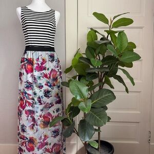 Xhilaration Striped Floral Maxi Dress Size Small
